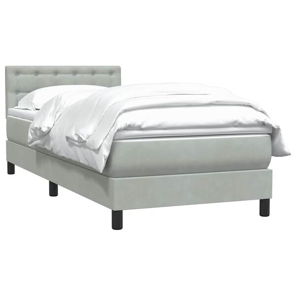 vidaXL Cama box spring con colch&oacute;n terciopelo gris claro 80x210 cm