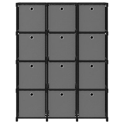 vidaXL Estantería de 12 cubos con cajas tela negra 103x30x141 cm