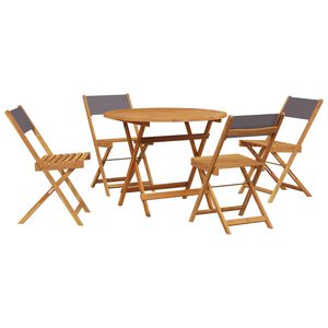 vidaXL Set de comedor de jard&iacute;n 5 pzas tela madera maciza antracita