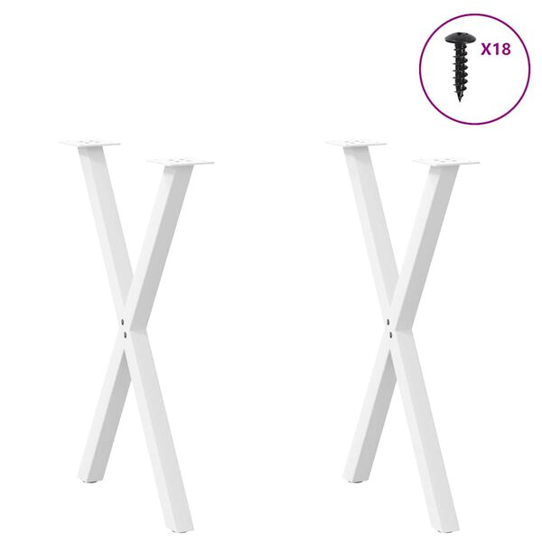 vidaXL Patas para mesa de comedor en forma de X (2 unidades), color blanco, 57 x (72-73) cm, acero