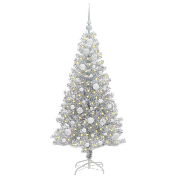 vidaXL &Aacute;rbol de Navidad con 150 LED con soporte Plateado 120 cm PET