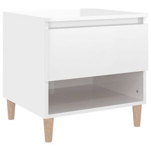 vidaXL Mesita de noche madera contrachapada blanco brillo 50x46x50 cm