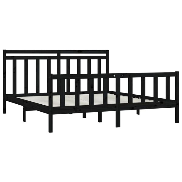 vidaXL Estructura de cama sin colch&oacute;n madera de pino negro 200x200 cm