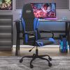 vidaXL Silla gaming de masaje cuero sint&eacute;tico negro y azul