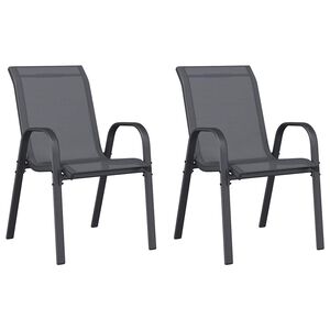 vidaXL Sillas de jard&iacute;n apilables 2 unidades textilene gris