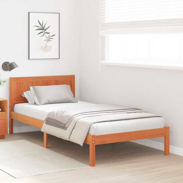 vidaXL Estructura de cama Marrón 90 x 190 cm Madera maciza de Pino