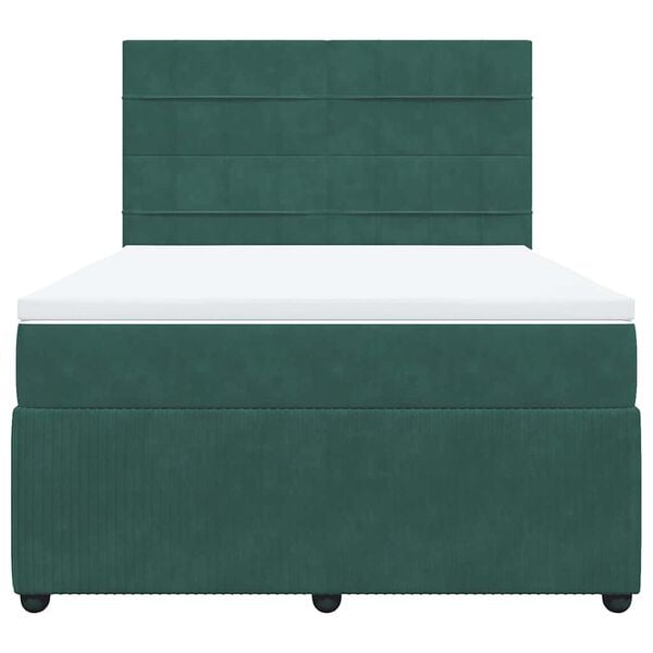 vidaXL Cama box spring con colch&oacute;n terciopelo verde oscuro 160x200 cm