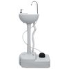 vidaXL Lavabo port&aacute;til con pedestal para camping gris 20 L