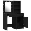 vidaXL Conjunto de mesa de vestidor con LED 2 pcs Roble Negro