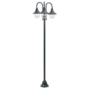 vidaXL Farola de jard&iacute;n con 3 luces aluminio verde oscuro E27 220 cm