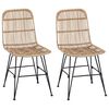 vidaXL Silla de comedor 2 uds. Rat&aacute;n y acero Natural 41 x 55 x 85 cm