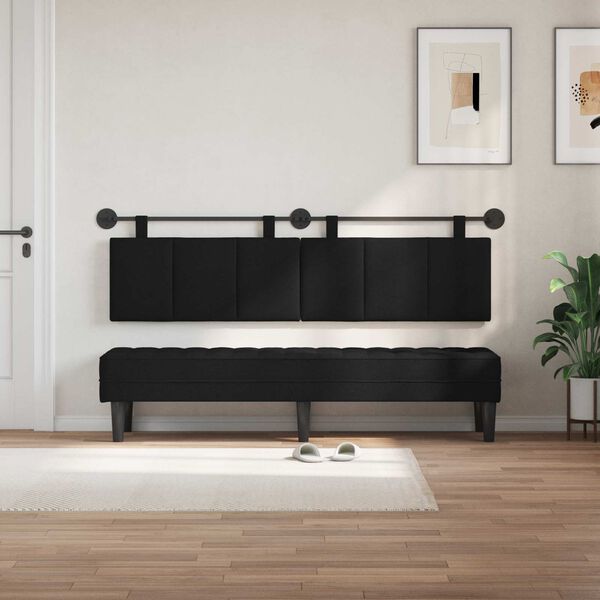 vidaXL Cabecera Colgante Rayado Negro 170 x 55 x 5 cm tela