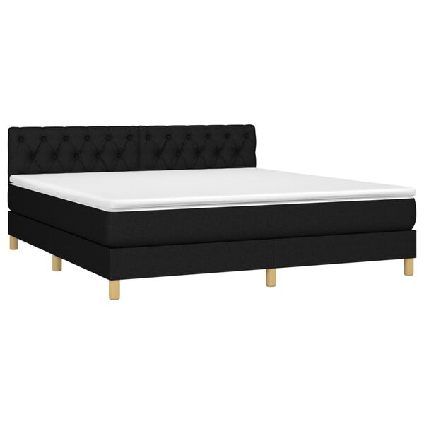 vidaXL Cama box spring con colch&oacute;n tela negro 160x200 cm