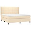 vidaXL Cama box spring colch&oacute;n y luces LED tela crema 180x200 cm