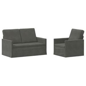 vidaXL Juego de Sof&aacute; 2 pcs Gris oscuro Tela de Pana