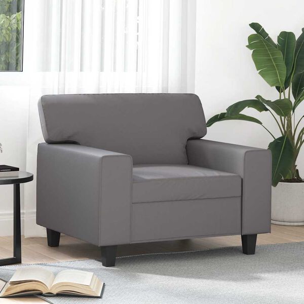 vidaXL Sill&oacute;n cuero sint&eacute;tico gris 60 cm