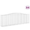 vidaXL Cestas de gaviones 4 uds forma de arco hierro 400x50x120/140 cm