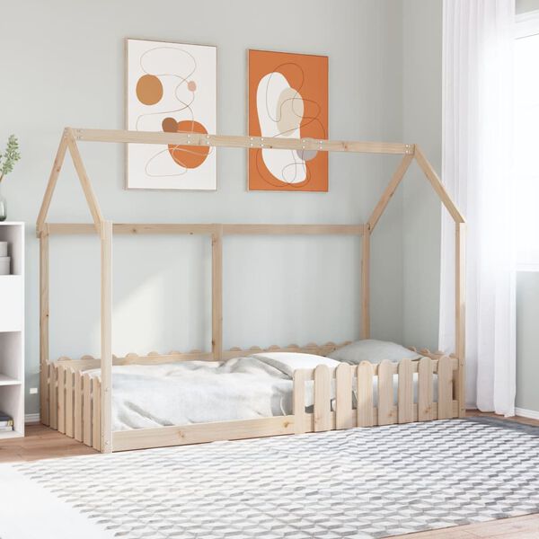 vidaXL Cama con forma de casa para ni&ntilde;os madera maciza pino 90x200 cm