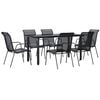 vidaXL Juego de comedor para jard&iacute;n 7 piezas acero y textilene negro