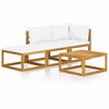 vidaXL Muebles de jard&iacute;n 4 pzas cojines crema madera maciza de acacia