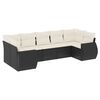 vidaXL Set de comedor de jard&iacute;n 7 pzas y cojines rat&aacute;n sint&eacute;tico negro