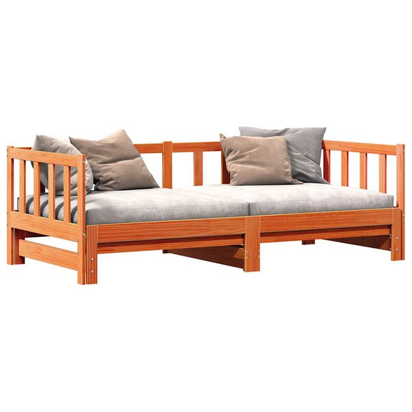 vidaXL Cama día con cama nido Marrón cera 203,5 x 184 x 66 cm