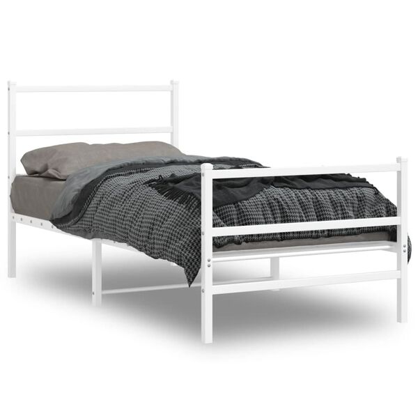 vidaXL Estructura cama sin colch&oacute;n con estribo metal blanco 90x190 cm
