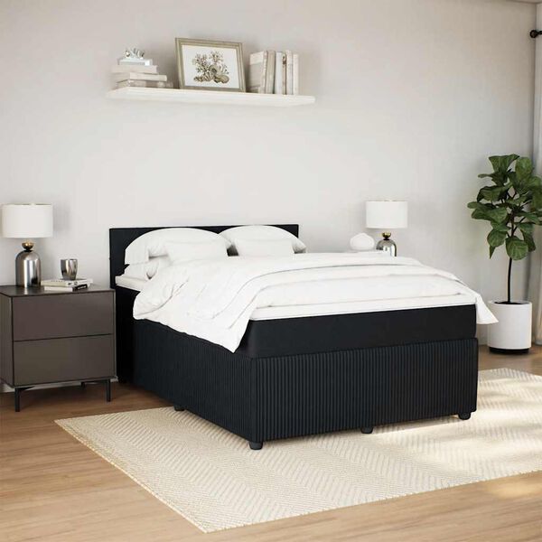 vidaXL Cama box spring con colch&oacute;n terciopelo negro 140x200 cm
