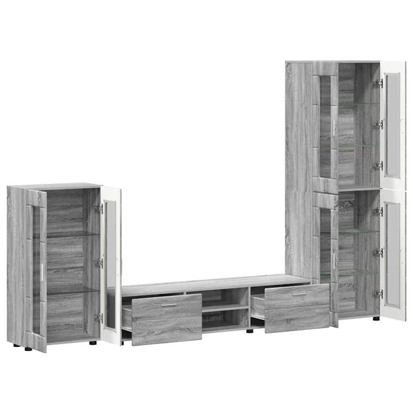 vidaXL Conjunto de mueble de TV con caj&oacute;n FLORIN Gris Sonoma