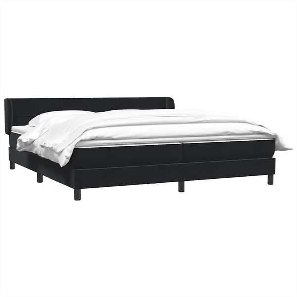 vidaXL Cama box spring con colchones terciopelo negro 200x210 cm