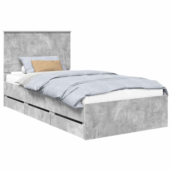vidaXL Estructura de cama Gris Concreto 100 x 200 cm Madera Ingenieril