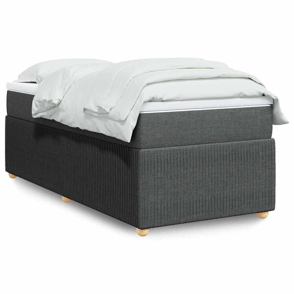 vidaXL Cama box spring con colchón tela gris oscuro 90x190 cm