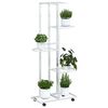 vidaXL Soporte para flores 5 alturas ruedas hierro blanco 44x23x100cm
