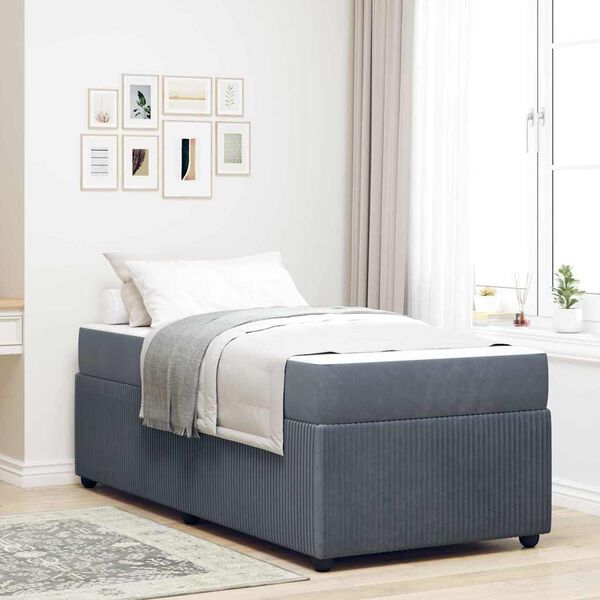 vidaXL Estructura de cama con colch&oacute;n Gris oscuro 100 x 200 cm tela