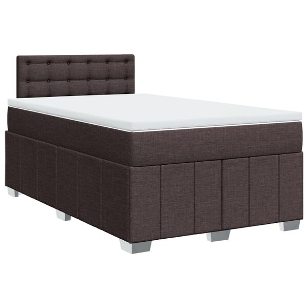 vidaXL Cama box spring con colch&oacute;n tela marr&oacute;n oscuro 120x190 cm