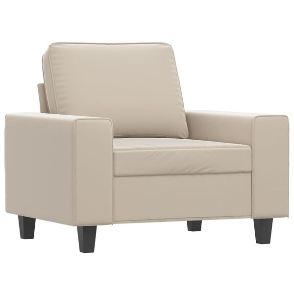 vidaXL Sill&oacute;n con taburete tela de microfibra crema 60 cm