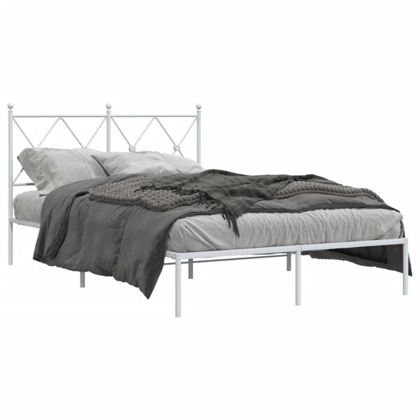 vidaXL Estructura cama sin colch&oacute;n con cabecero metal blanco 120x200cm