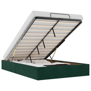 vidaXL Estructura de cama otomana sin colch&oacute;n terciopelo verde oscuro