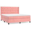 vidaXL Cama box spring con colch&oacute;n terciopelo rosa 160x200 cm