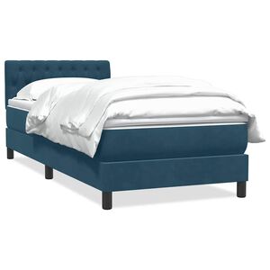 vidaXL Cama box spring con colch&oacute;n terciopelo azul oscuro 80x210 cm