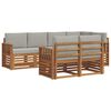 vidaXL Conjunto de sof&aacute;s de exterior 7 uds. Natural y Gris Claro