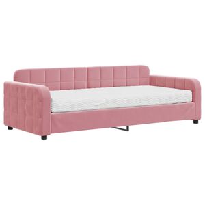 vidaXL Sof&aacute; cama con colch&oacute;n terciopelo rosa 90x200 cm
