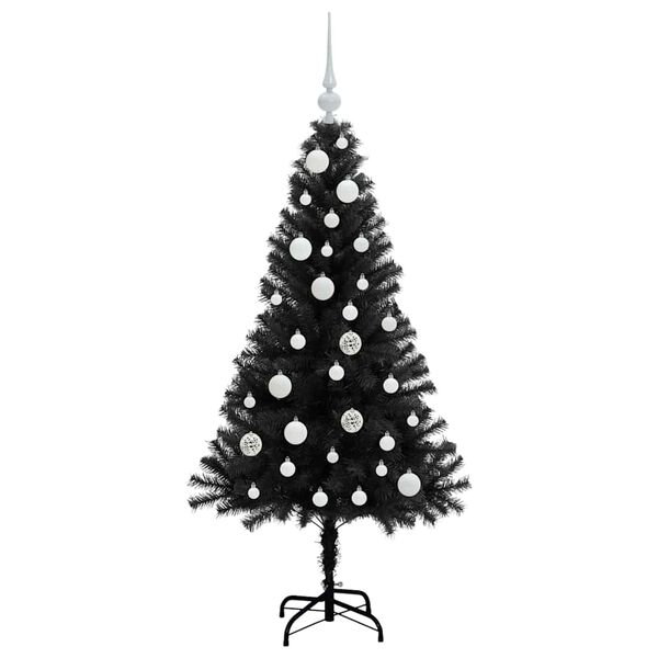 vidaXL &Aacute;rbol de Navidad con 150 LED con soporte Negro 120 cm PVC