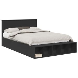 vidaXL Estructura de cama Negro 150 x 200 cm Madera contrachapada