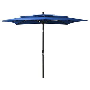 vidaXL Sombrilla jard&iacute;n 3 niveles palo de aluminio celeste 2,5x2,5 m