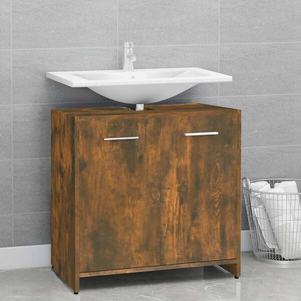 vidaXL Armario de baño madera contrachapada roble ahumado 60x33x60 cm