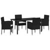 vidaXL Conjunto de Comedor de Jard&iacute;n 5 pcs Negro rat&aacute;n sint&eacute;tico