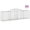 vidaXL Cestas de gaviones 3 uds forma de arco hierro 300x50x80/100 cm