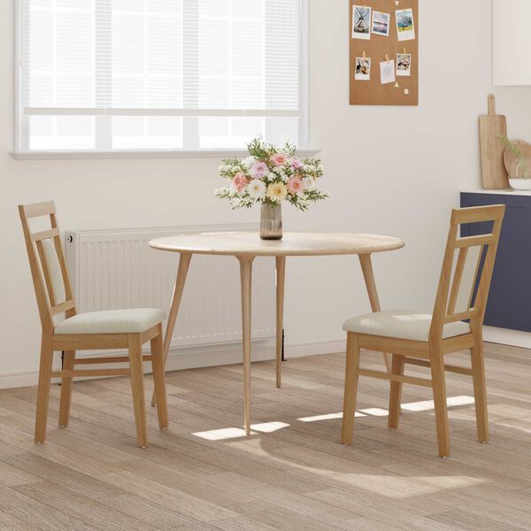 vidaXL Silla de comedor 2 pcs Natural y claro Madera de Caucho S&oacute;lido