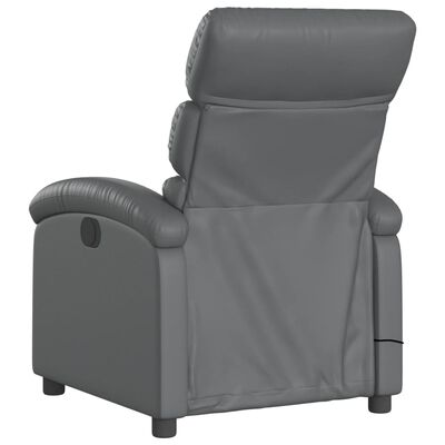 vidaXL Sillón de masaje reclinable cuero sintético gris